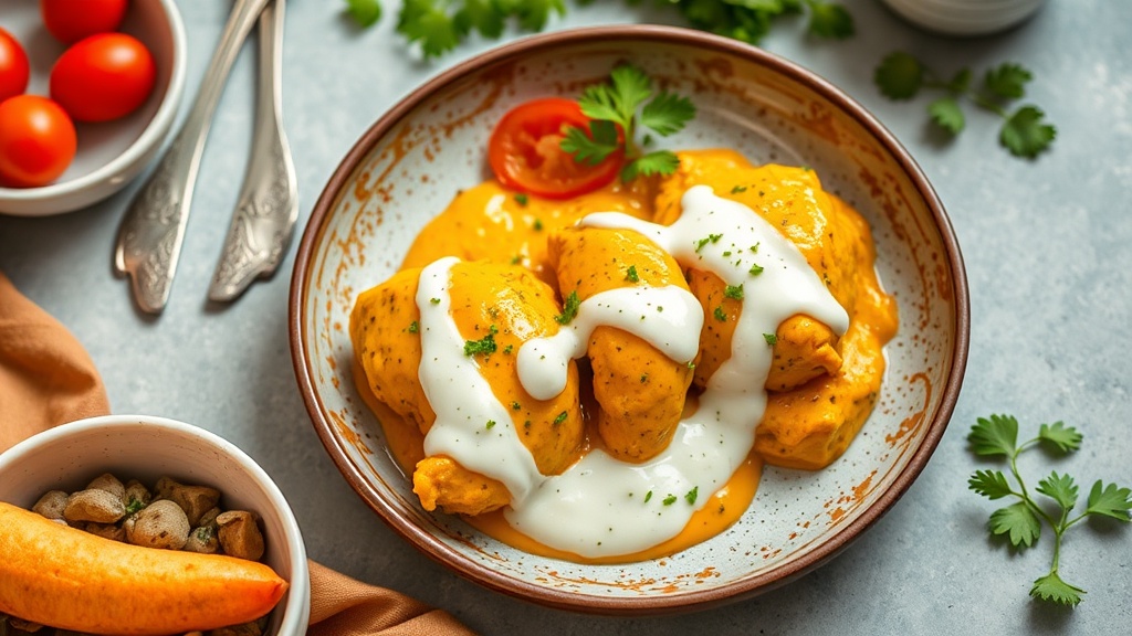 Turmeric Curry Chicken with Yogurt Sauce