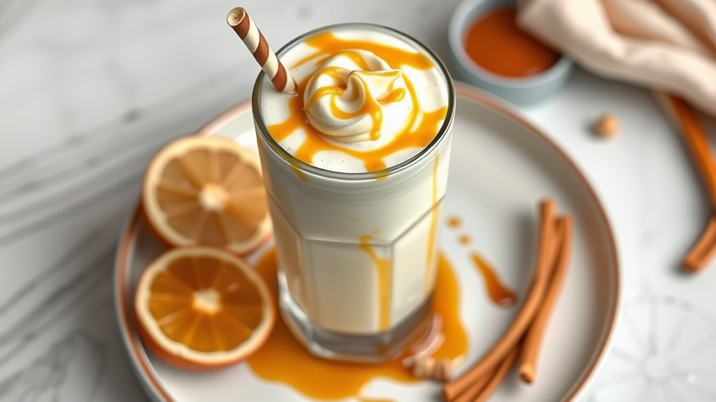 Vanilla Bean Milkshake with Caramel Swirl