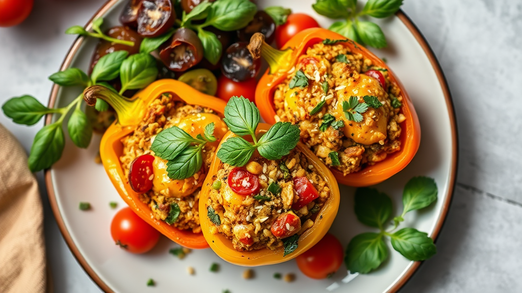 Vegan Mediterranean Stuffed Peppers