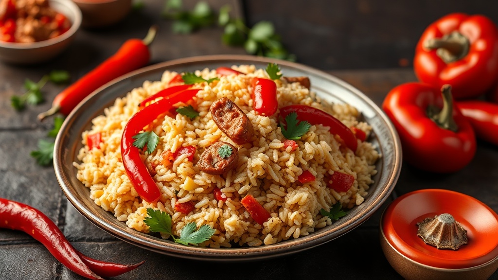 Vegetarian Fried Rice with Red Peppers