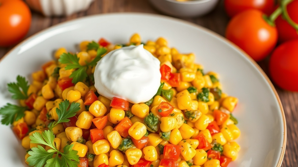 Veggie-Corn Scramble with Sour Cream