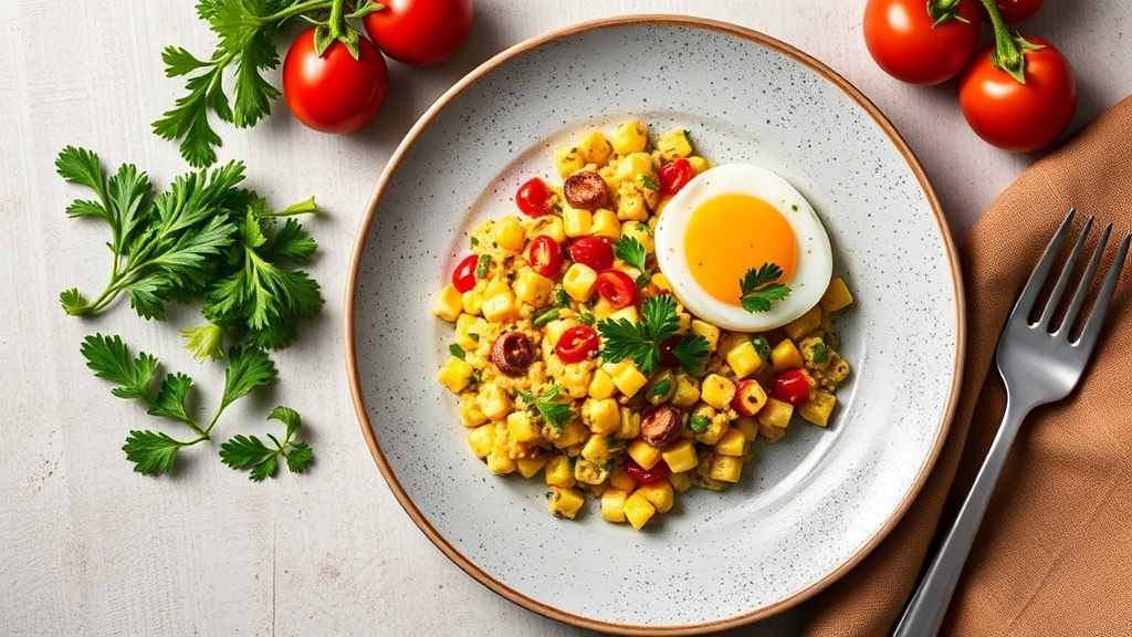 Veggie-Packed Corn and Egg Scramble