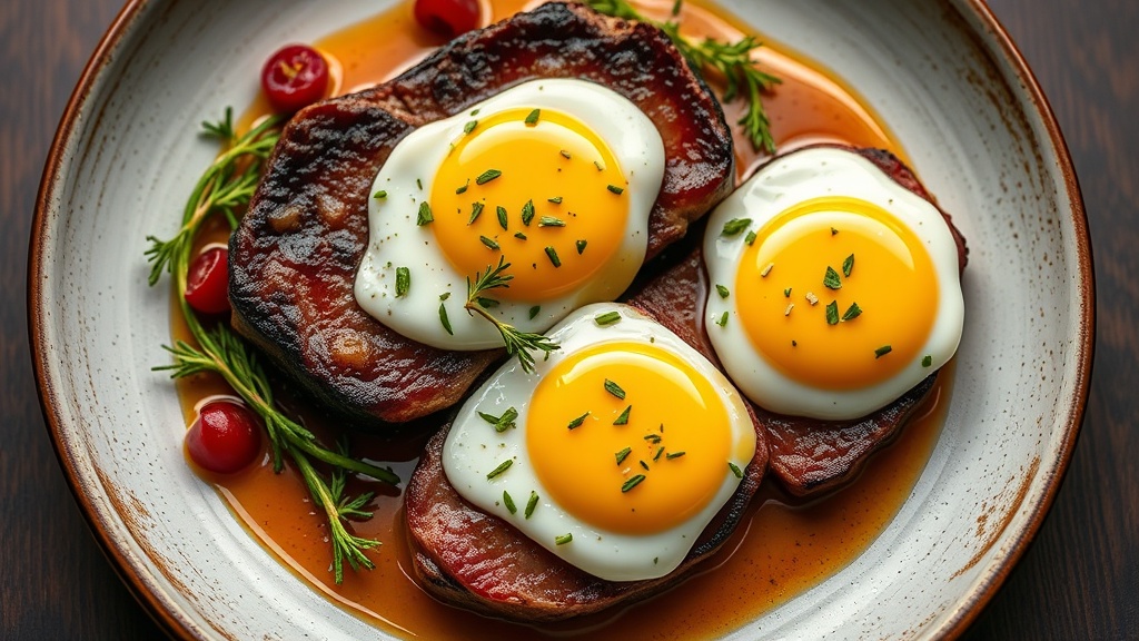 Venison Steak and Eggs with Herb Butter