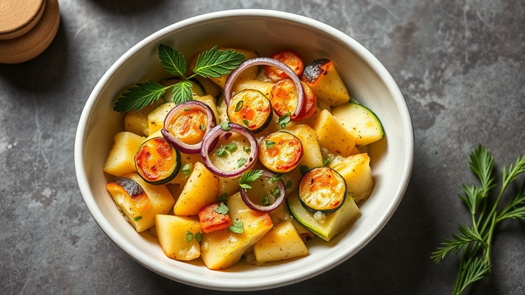 Zucchini and Potato Gratin with Celery and Onion