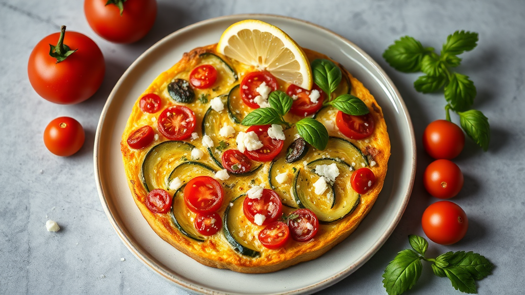 Zucchini and Tomato Frittata with Parmesan and Lemon