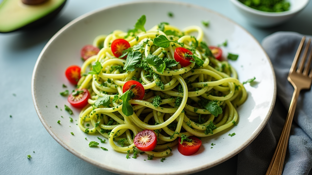 Zucchini Noodles with Avocado Pesto