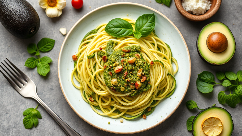 Zucchini Noodles with Avocado Pesto