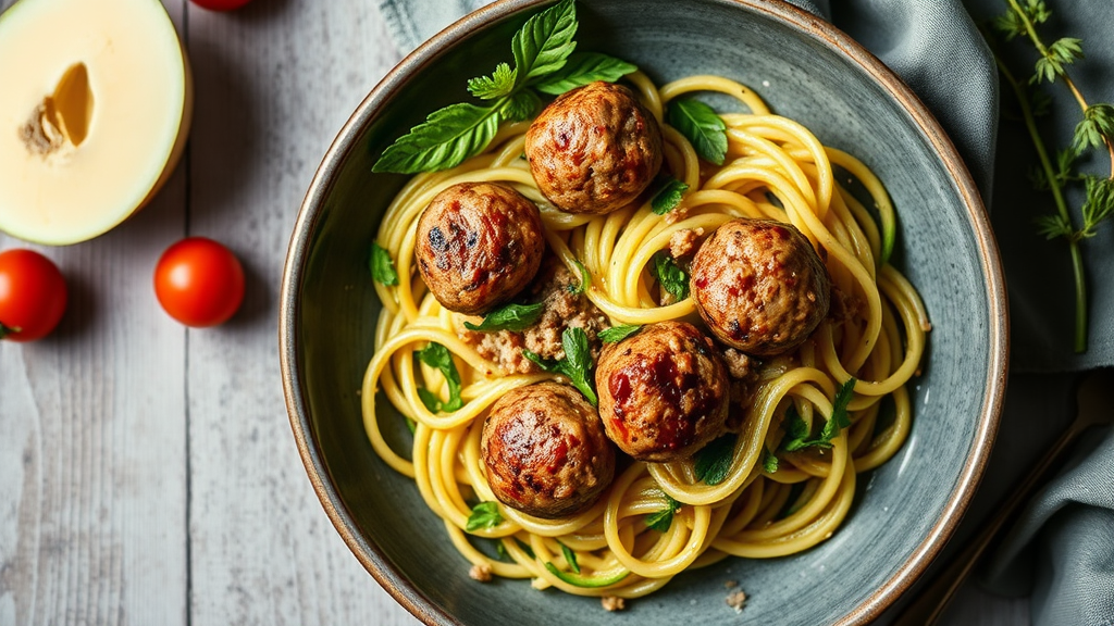 Zucchini Noodles with Lean Turkey Meatballs